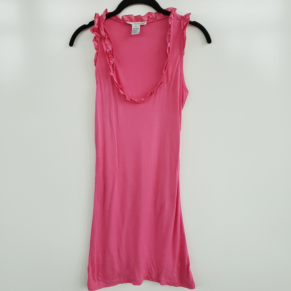 LUCY & LAUREL Pink Ruffle Long Tank
